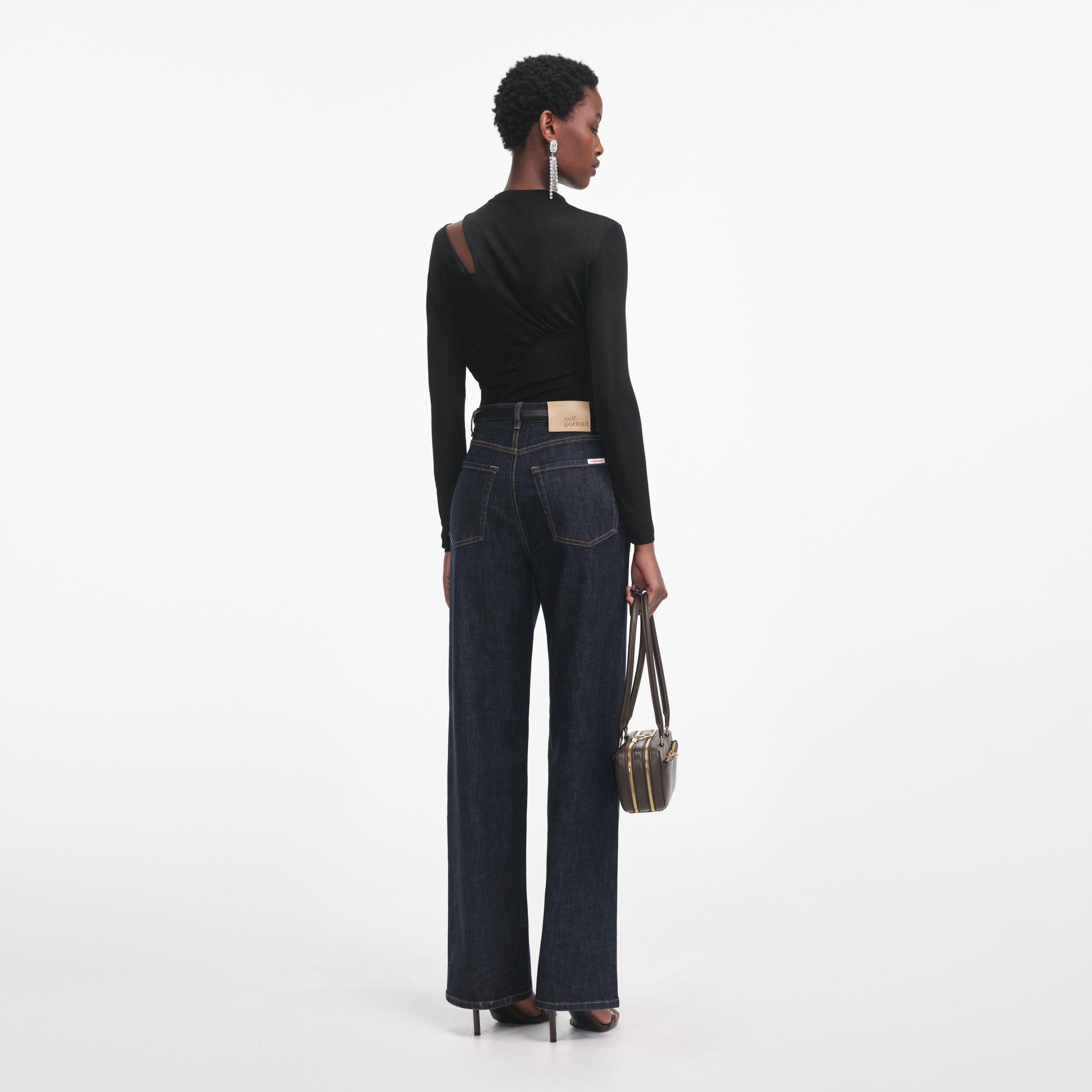 Black Cut Out Viscose Knit Top - 3