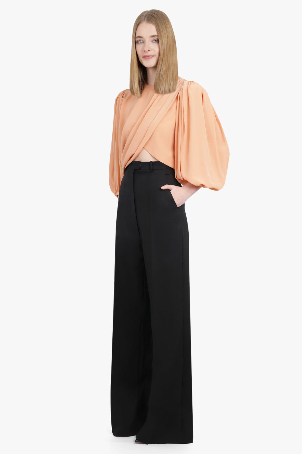 DRAPE FRONT BLOUSE | BLUSHY PINK - 2