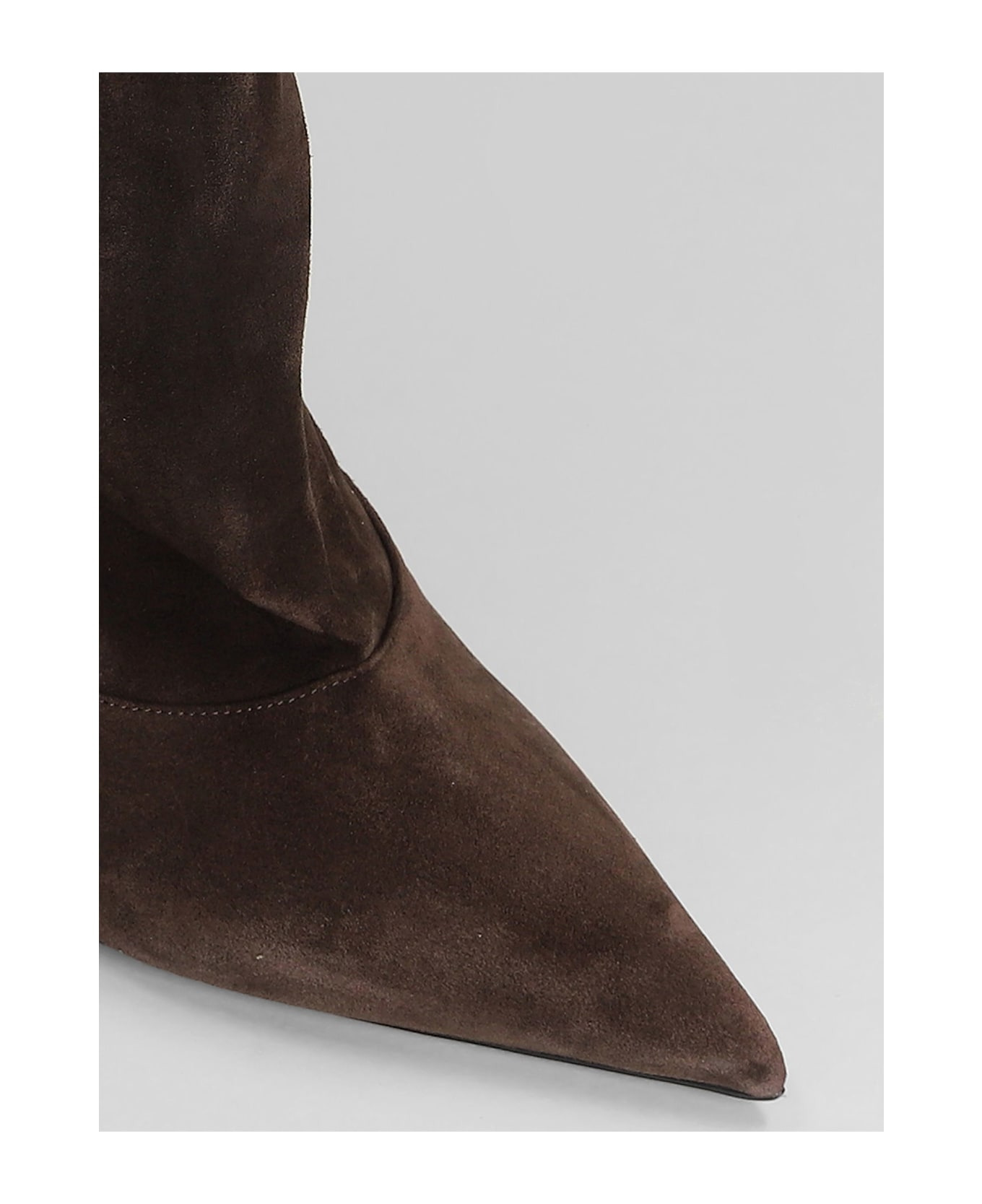 Ines Reverse 75 High Heels Boots In Brown Suede - 5