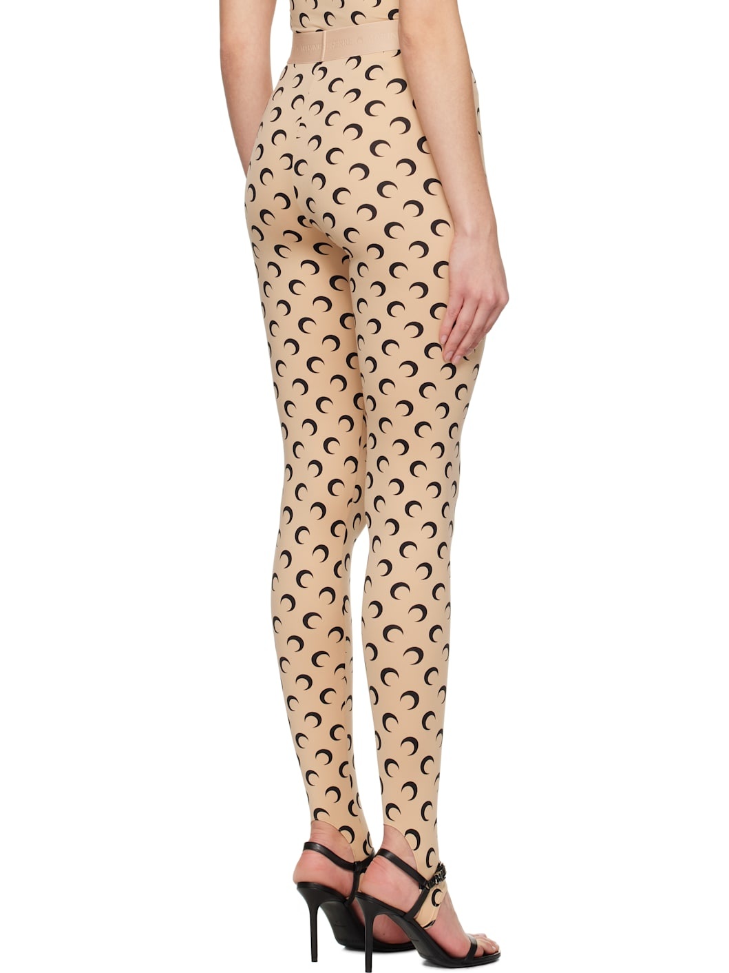 Beige Recycled Moon Jersey Stirrup Leggings - 3