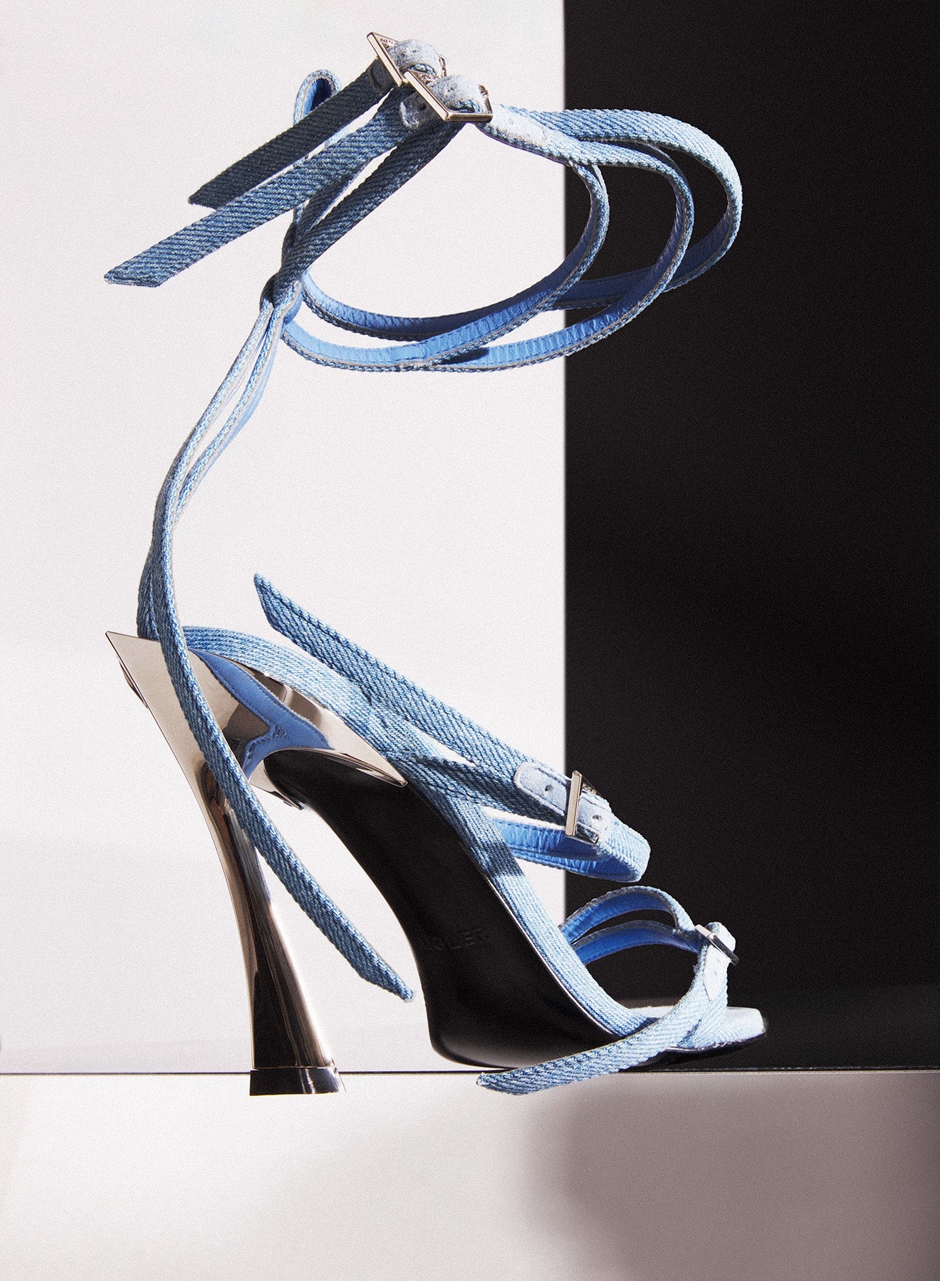 Strappy denim Fang 95 sandals - 3