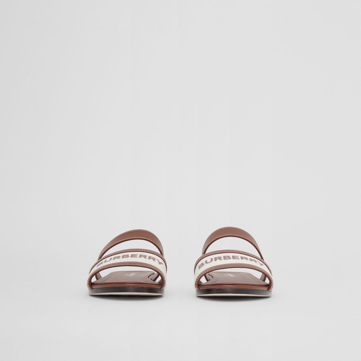 Logo Print Canvas and Leather Sandals - 4