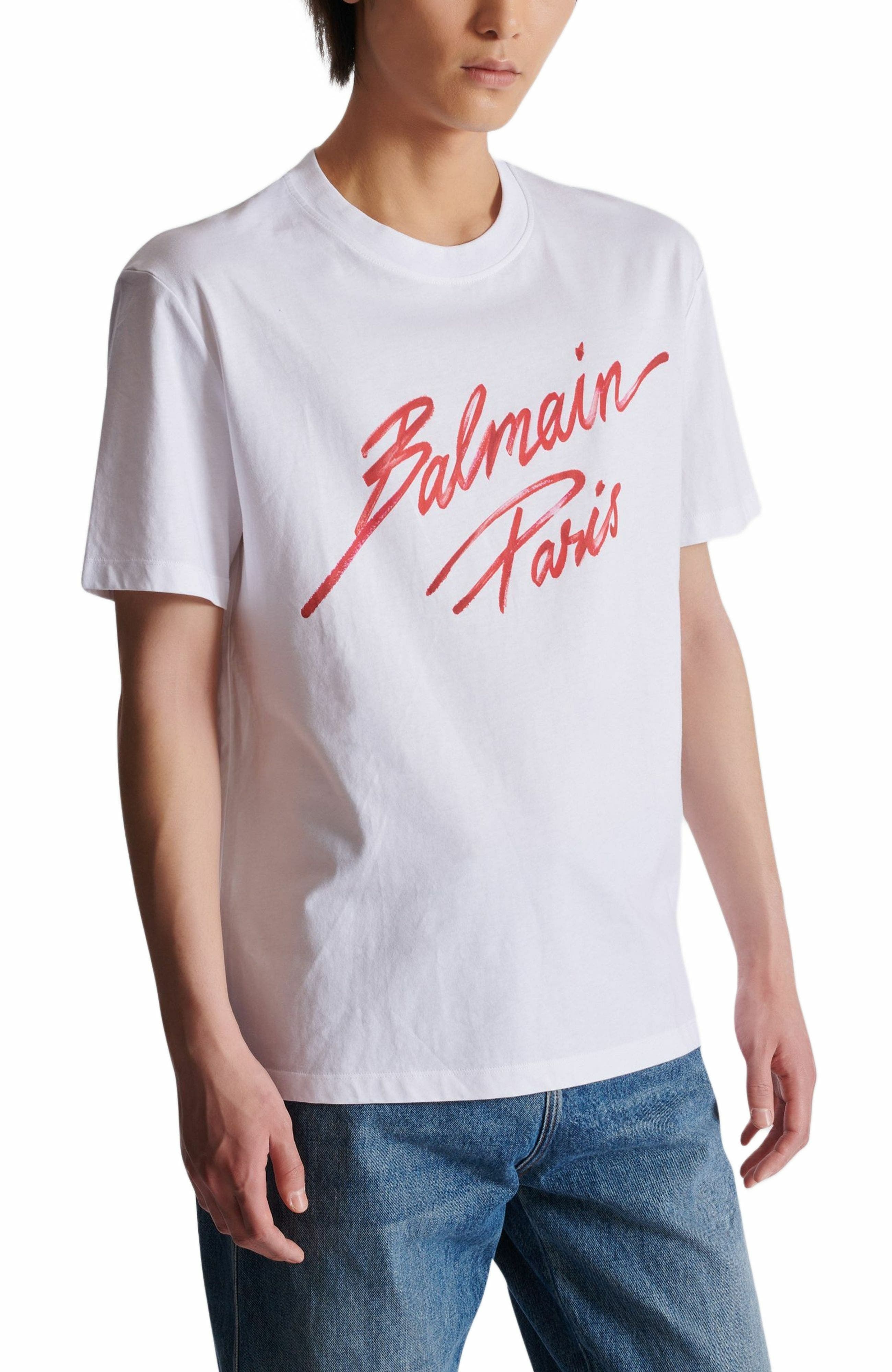 T-shirt with Balmain Lipstick print in Red at Nordstrom - 4