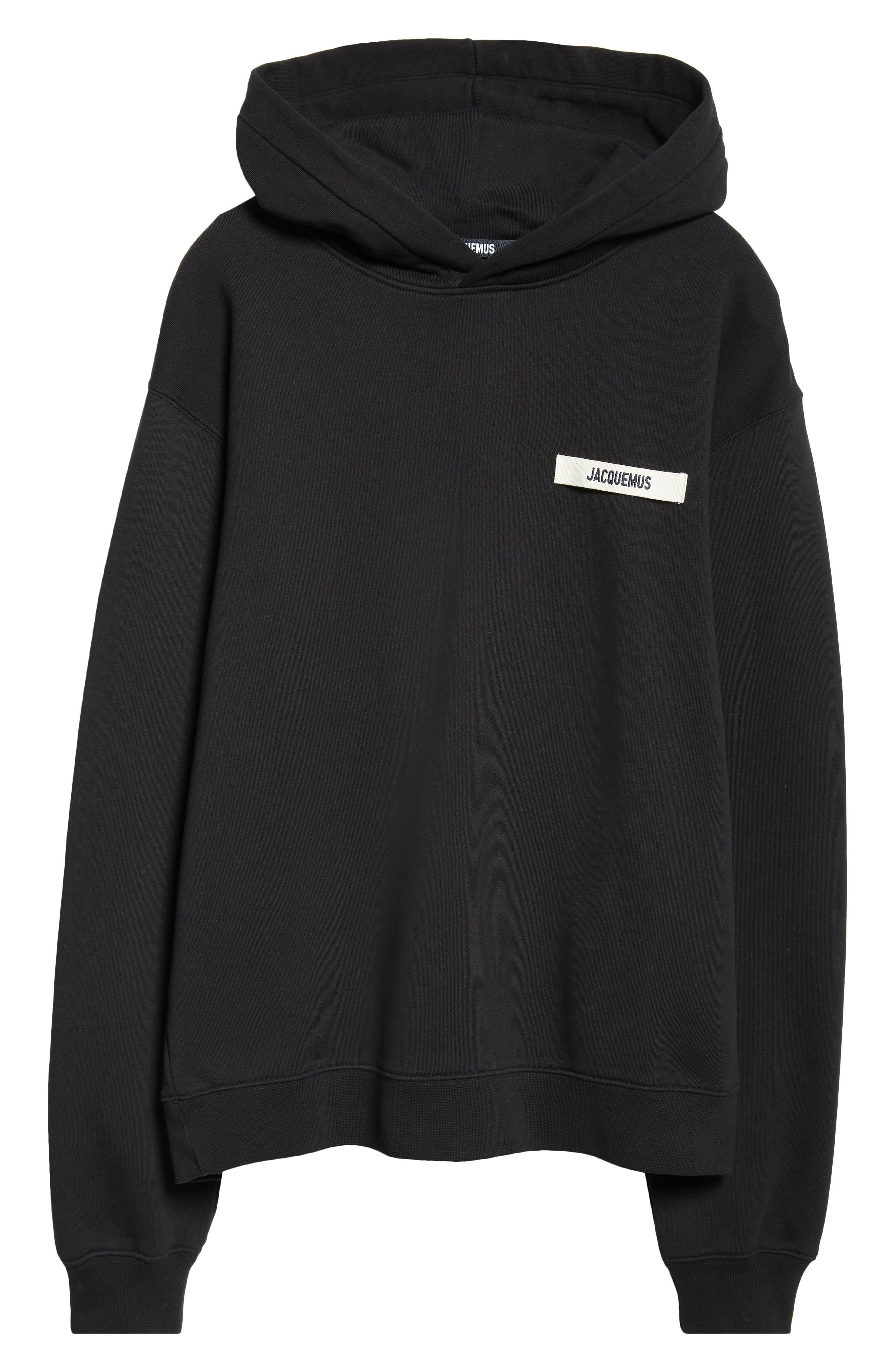 Jacquemus Le Hoodie Gros Grain Cotton Hoodie in Black at Nordstrom - 6