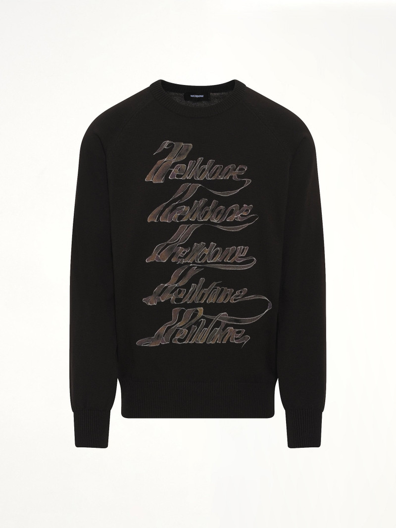 We11done Multi Logo Print Sweater in Black outlook