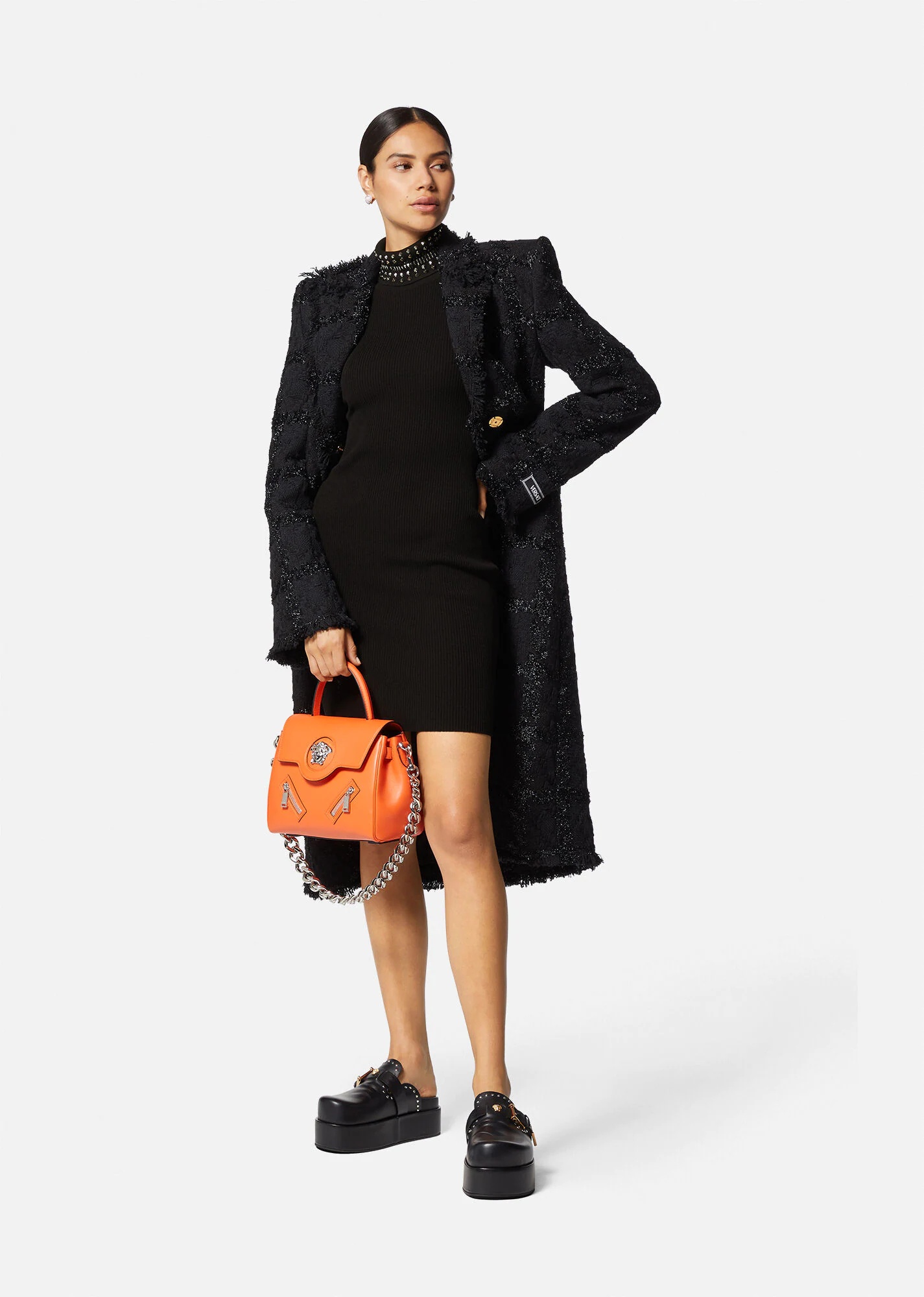 Spiked Turtleneck Knit Midi Dress - 2