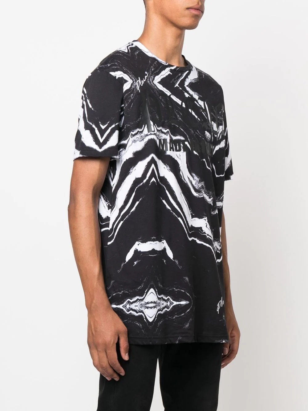 marbled-print logo T-shirt - 3