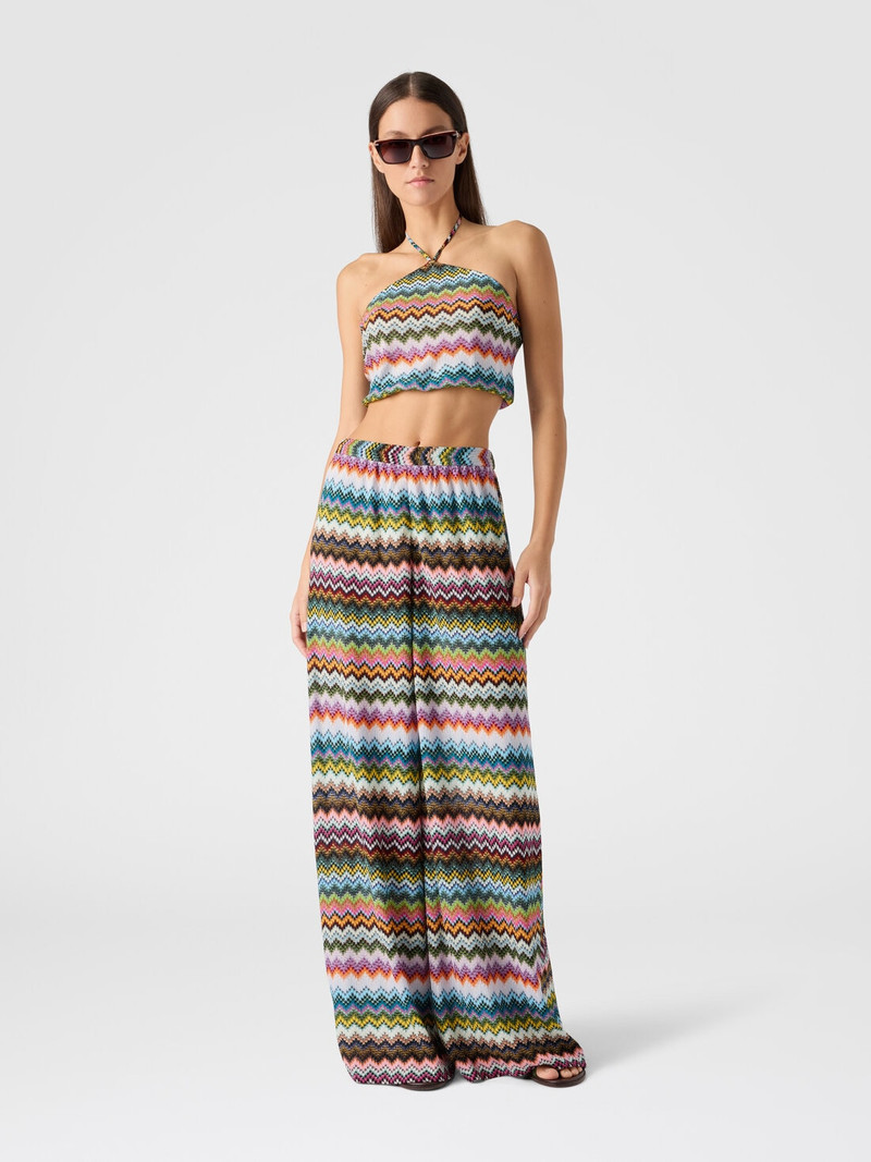 Missoni Top in lamé viscose with pixel-effect zigzag pattern and halter neckline outlook