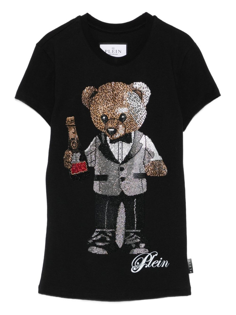bear-embellished cotton T-shirt 1