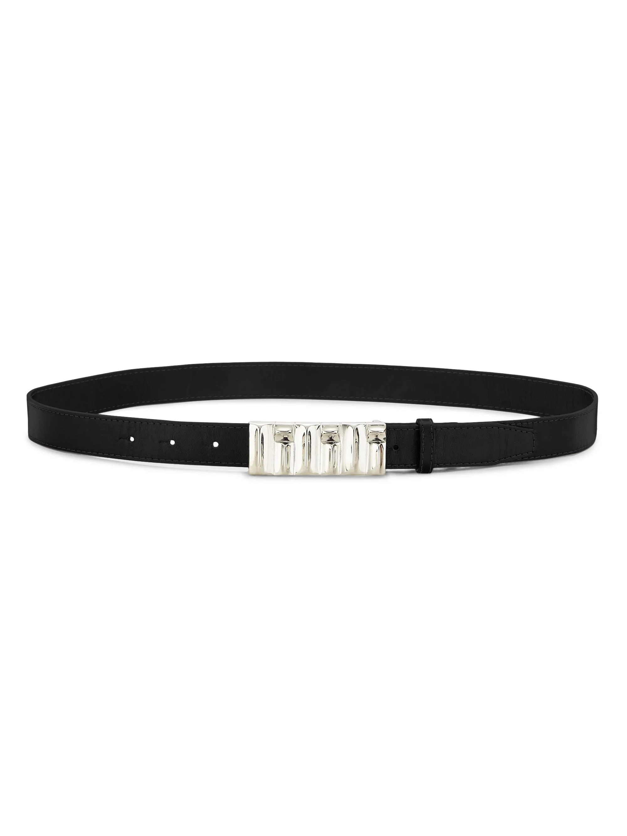 Women's Sculptural Leather Belt - Black - 1