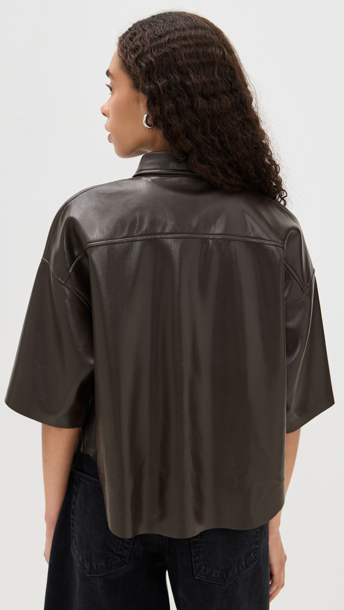 Frances Cropped Caped Button Up - 2