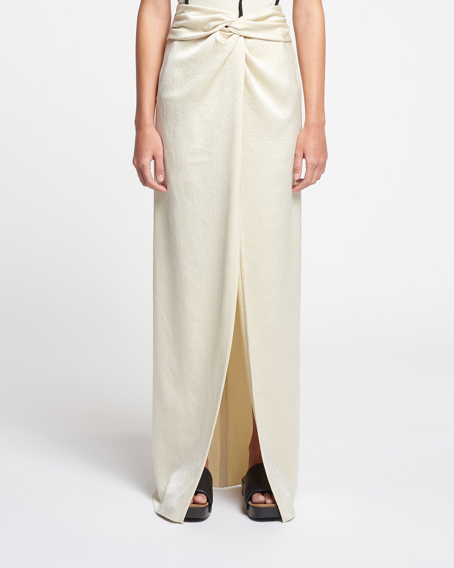Draped Crisp-Satin Maxi Skirt - 3