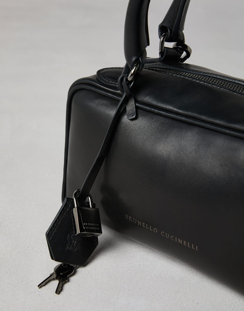 Explorer small boston bag in wet-effect nappa leather 3