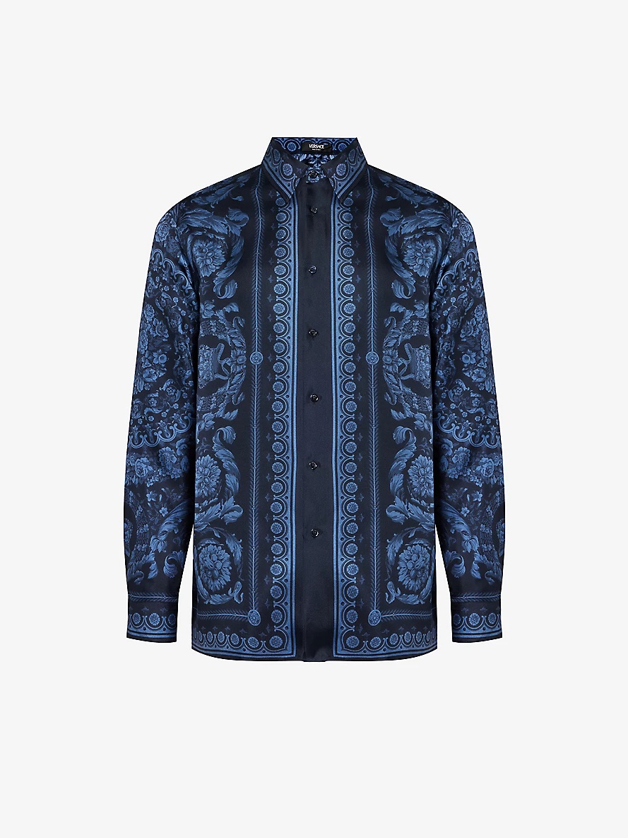 Baroque-print regular-fit silk shirt - 1