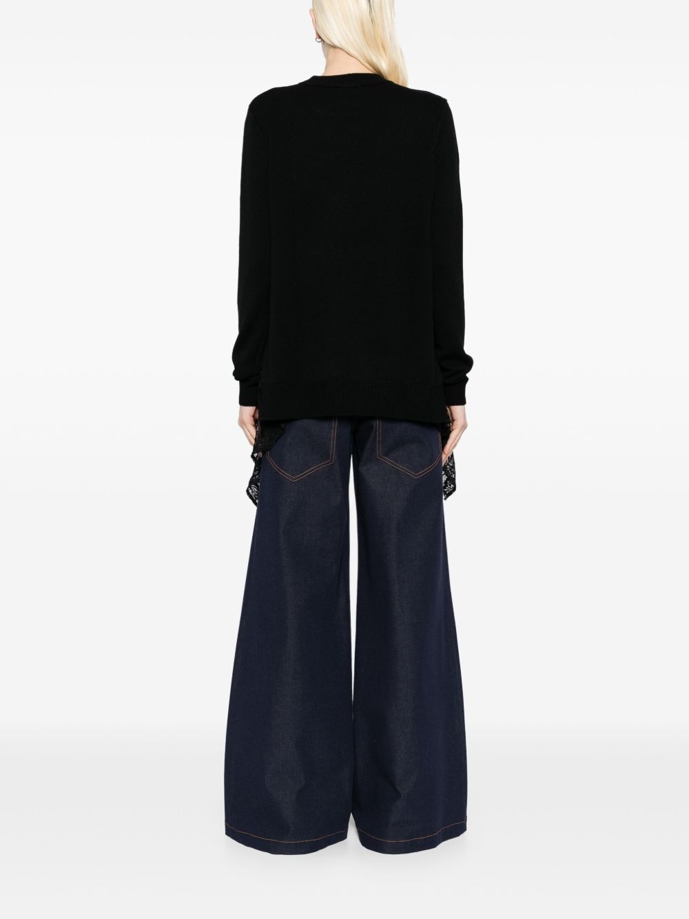 lace-insert sweater - 4