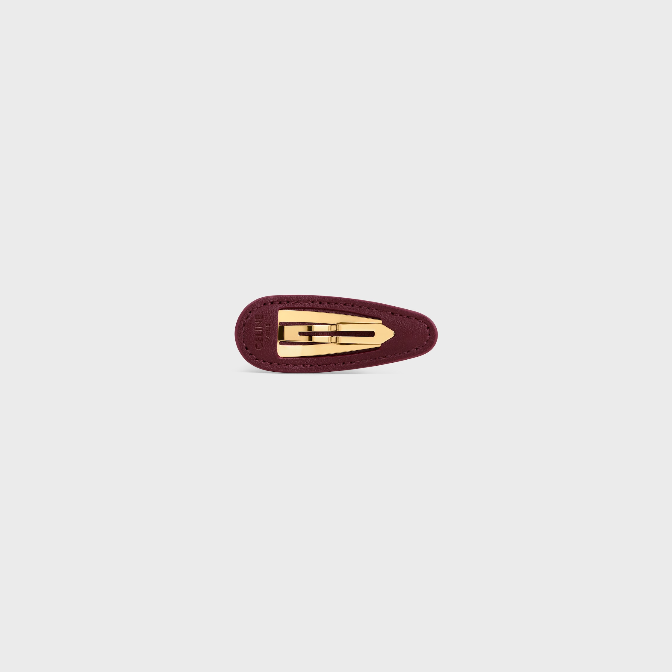 Celine Snap Hair Clip in Calfskin, Brass with Gold Finish and Steel - 3
