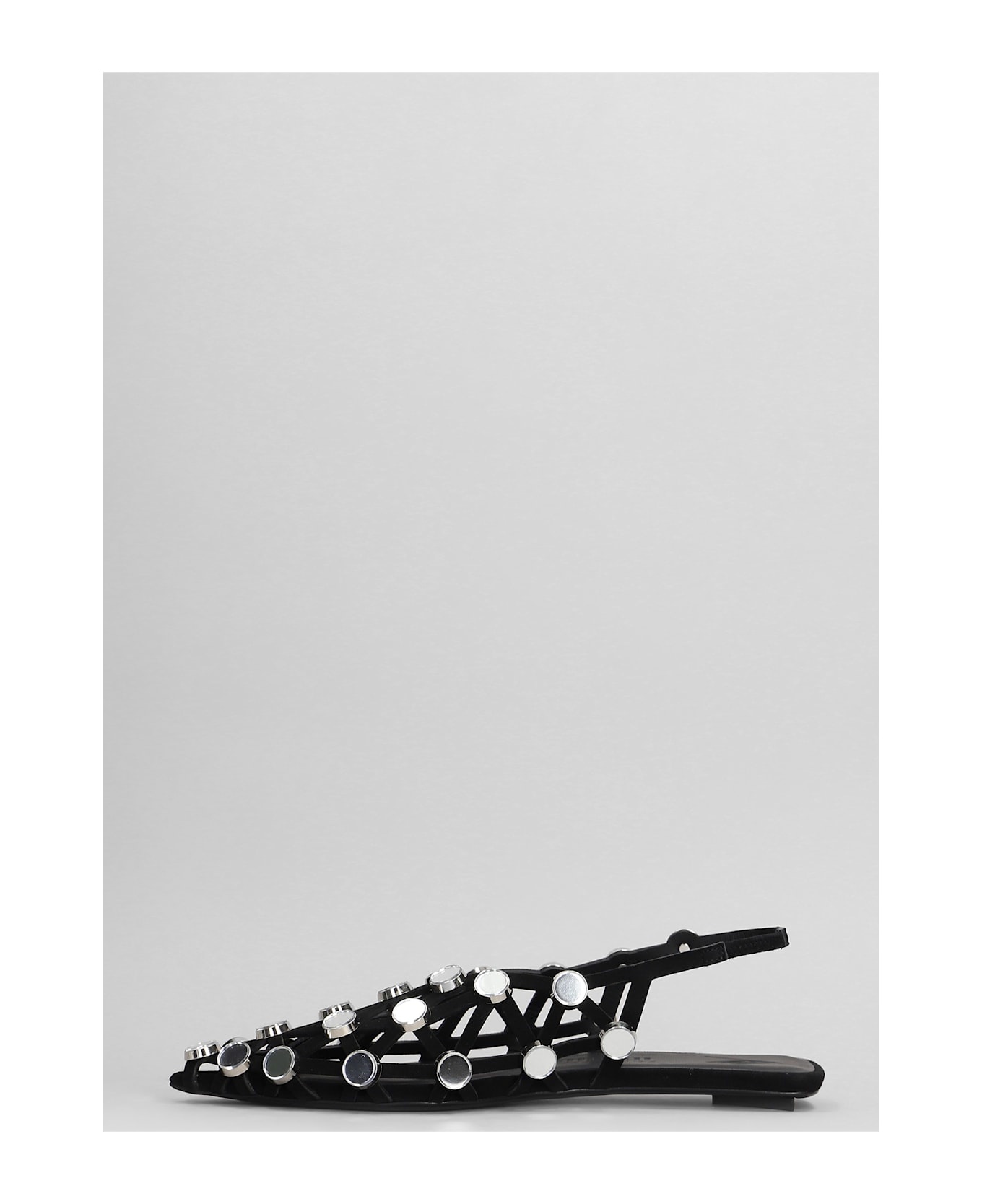 Grid Flats In Black Leather - 3