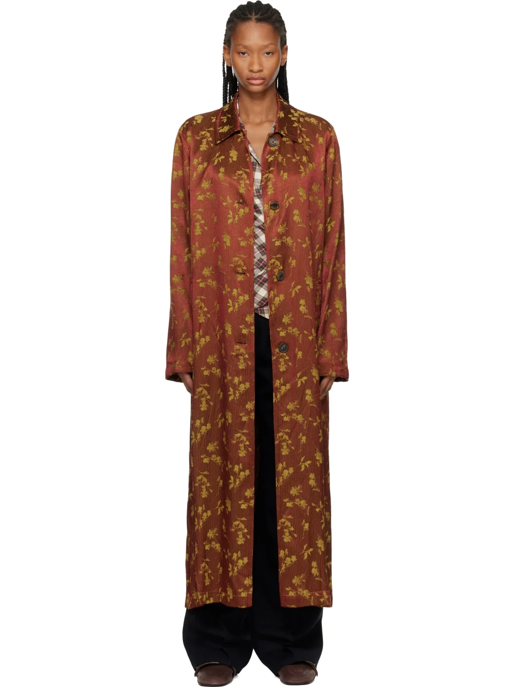 Tan Jacquard Coat - 1