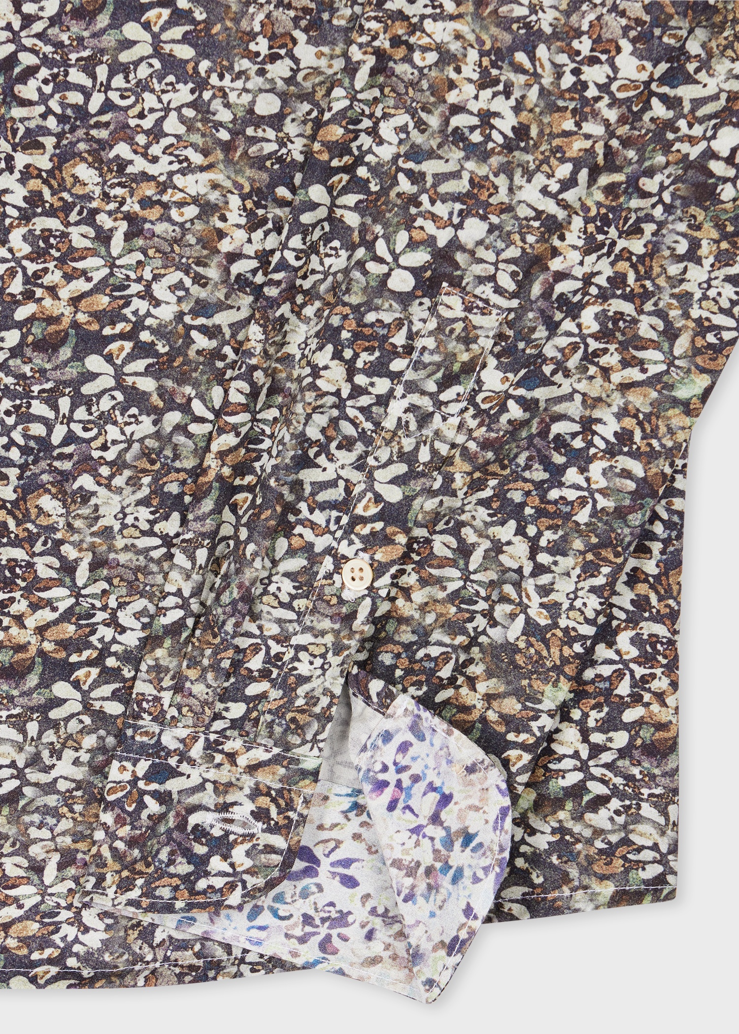 Tailored-Fit Khaki 'Textured Floral' Print Shirt - 2