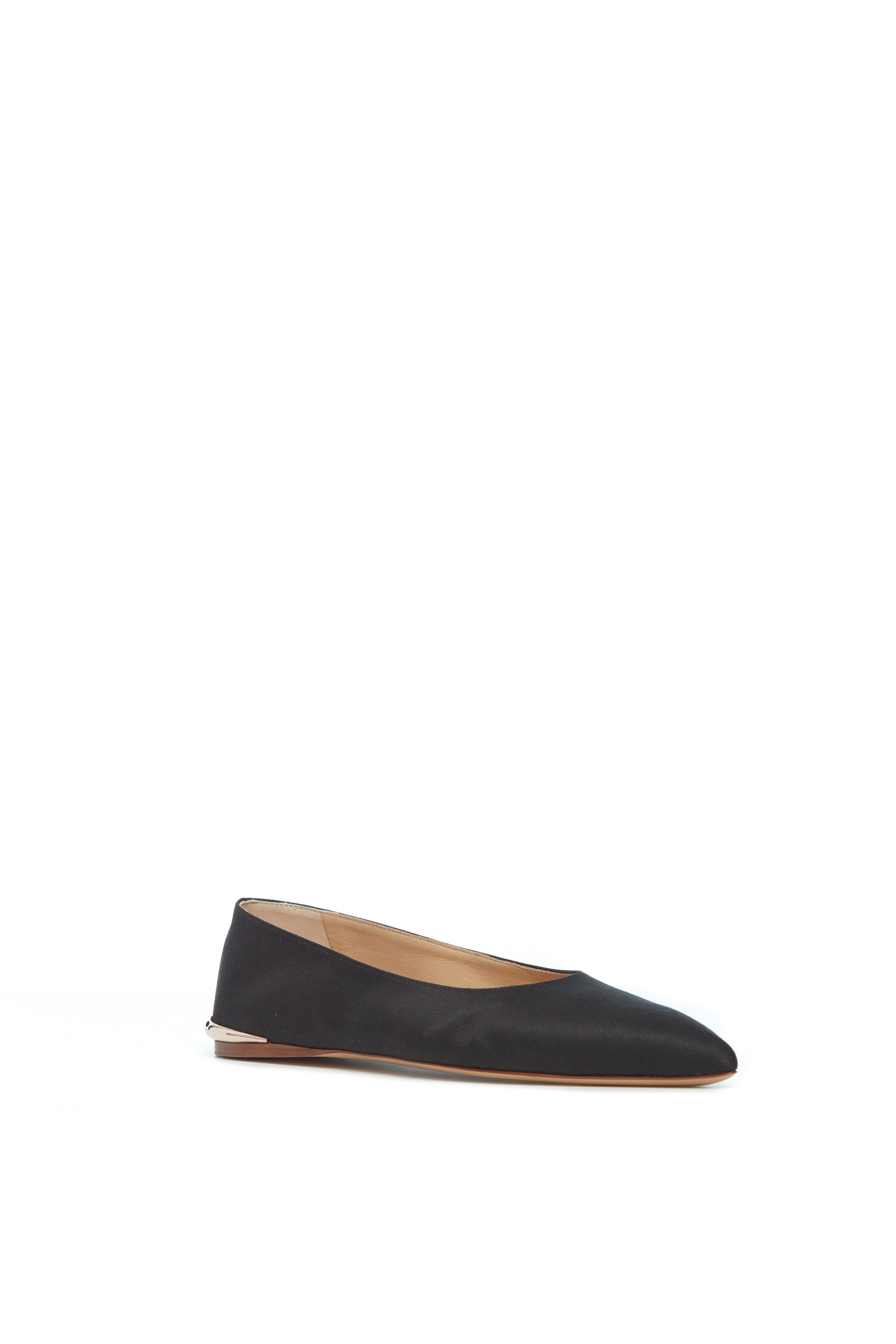 Fleur Ballerina Flat in Black Satin - 2