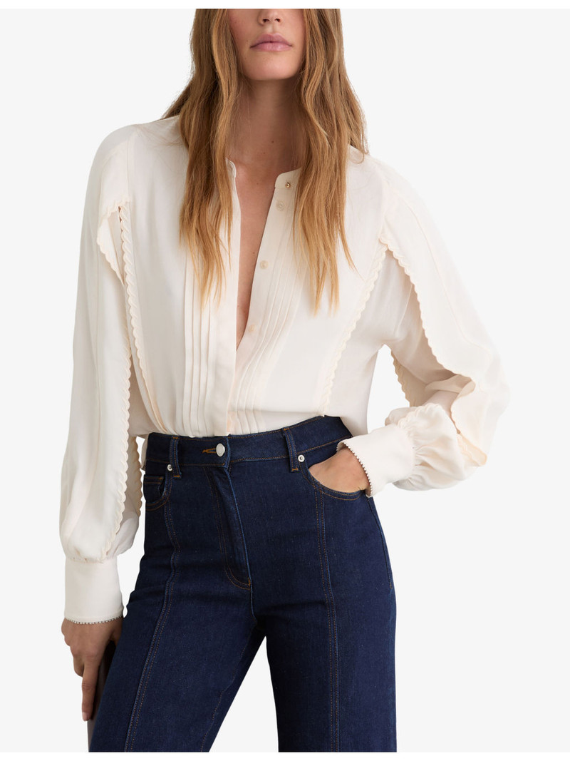 Maddie Pleated Embroidered Woven Blouse 3