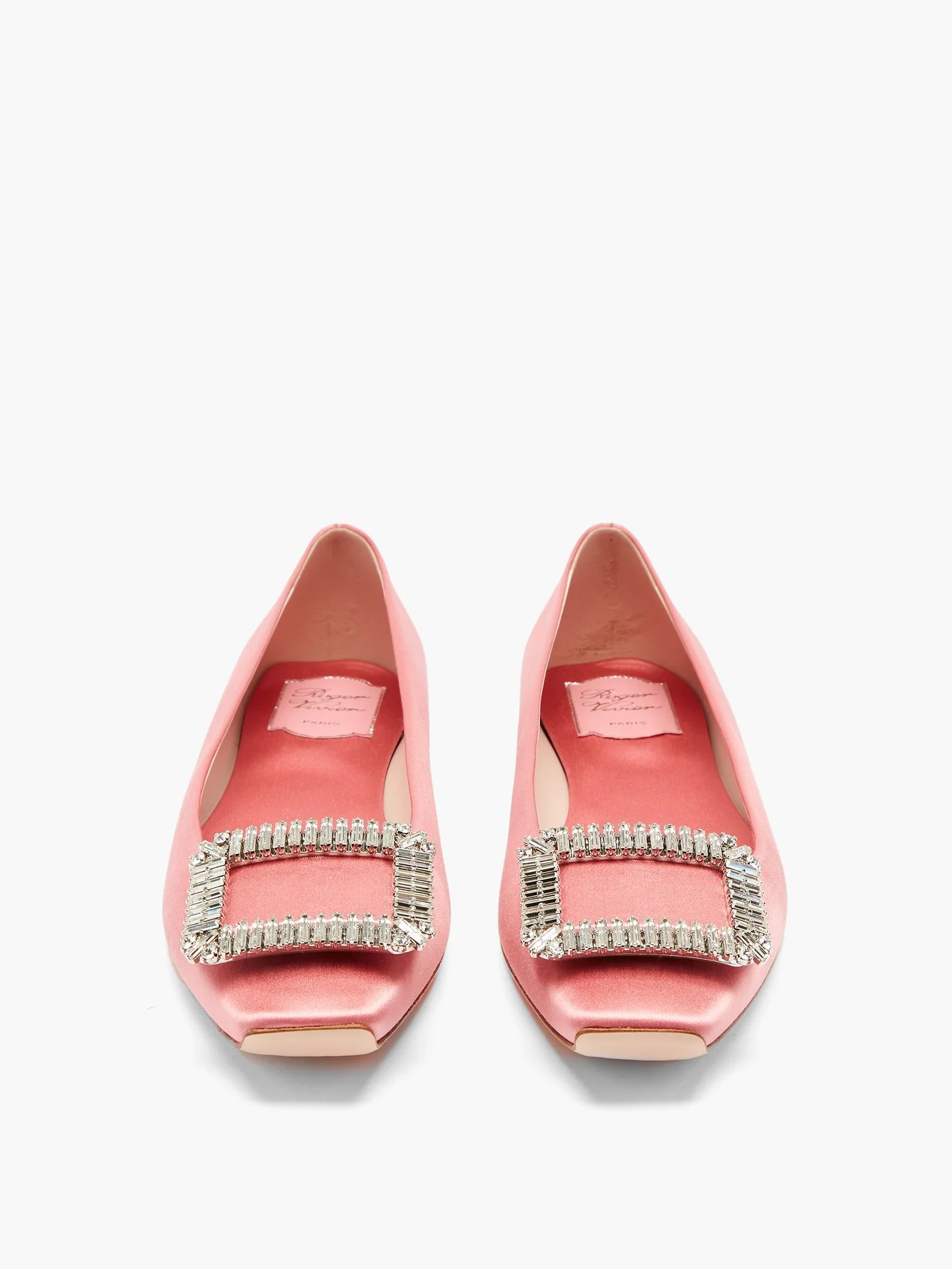 Trompette crystal-buckle satin ballerina flats - 5