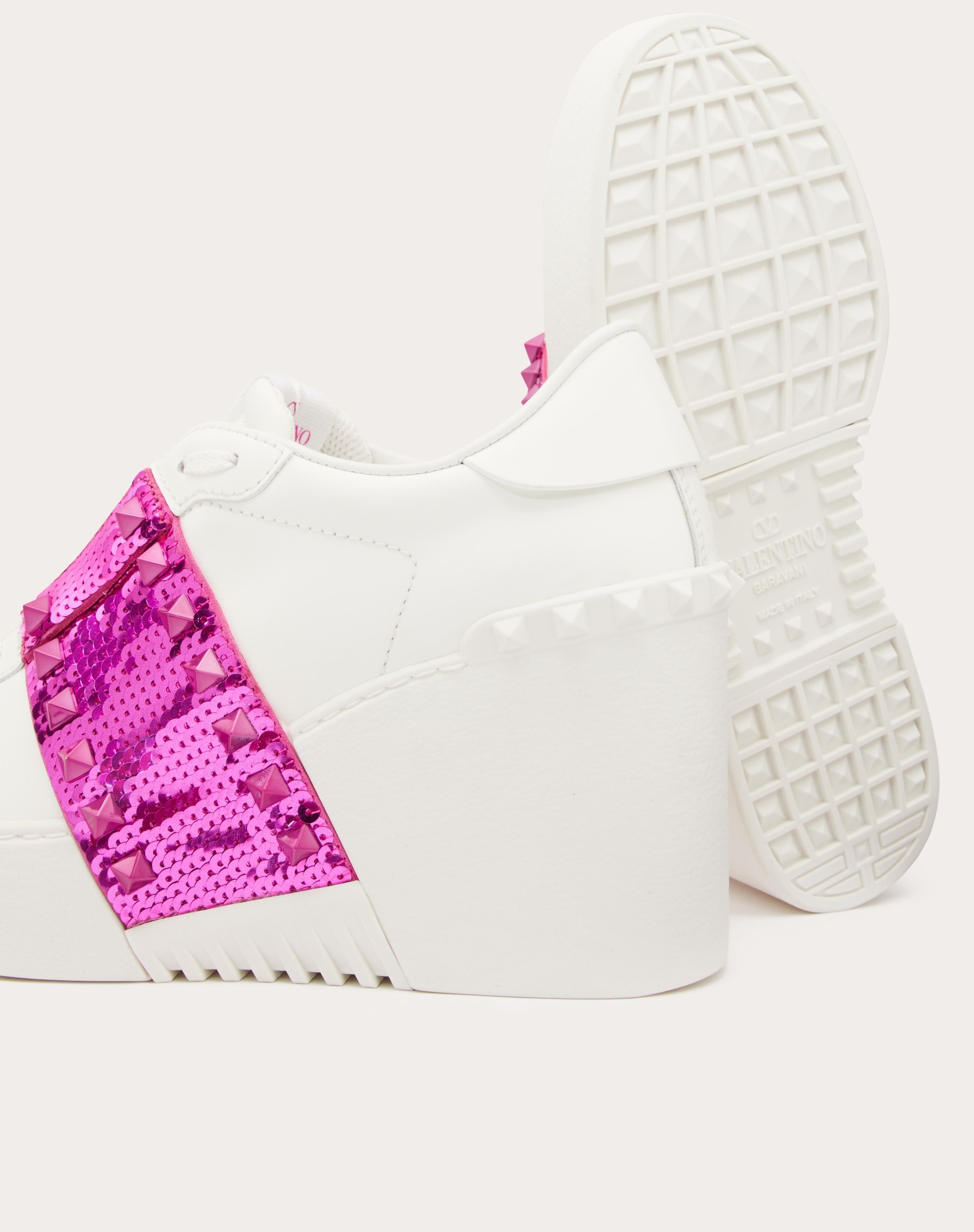 OPEN DISC WEDGE SNEAKER IN CALFSKIN WITH SEQUIN EMBROIDERY 85MM - 5
