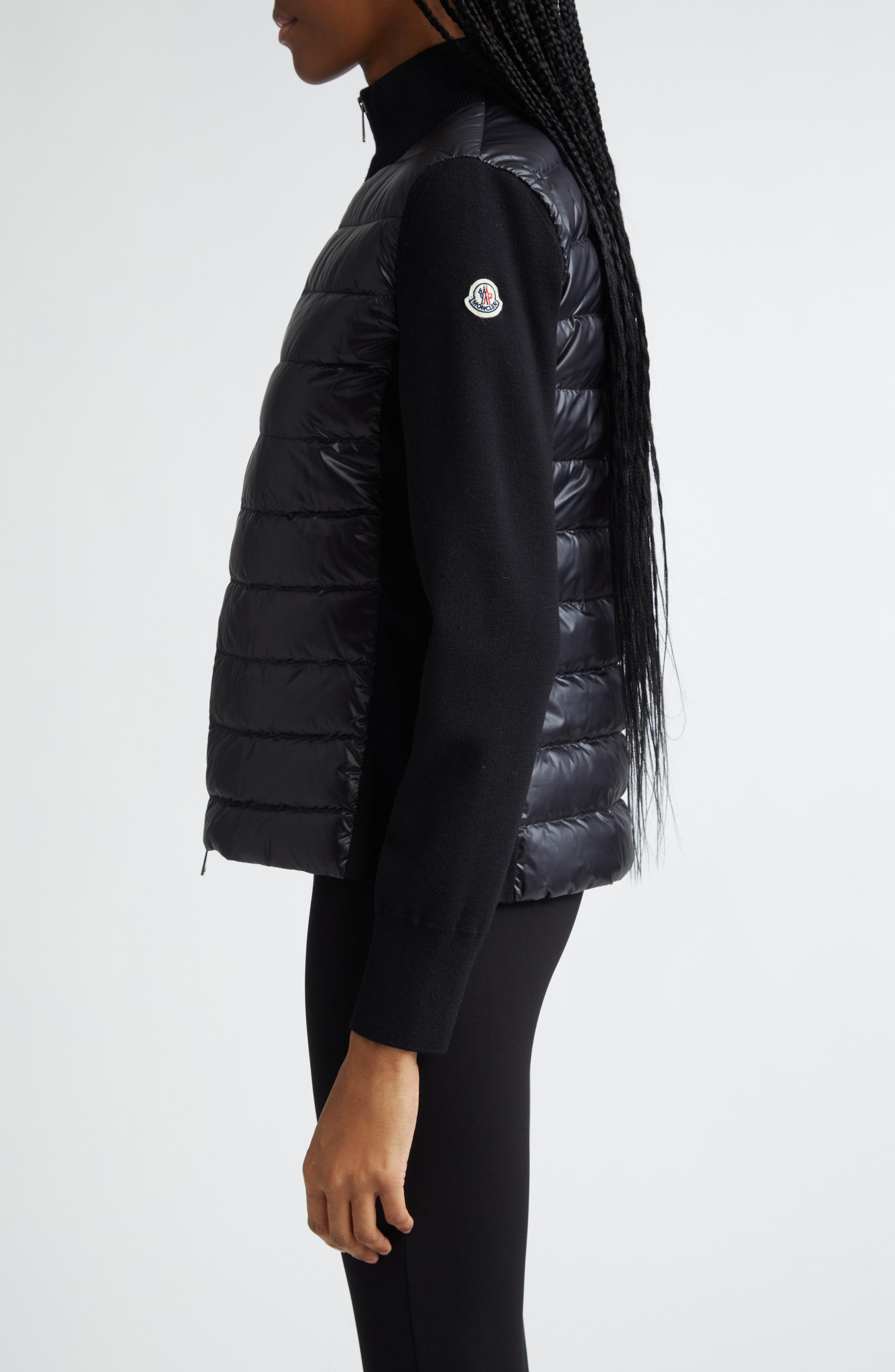 Quilted Nylon & Wool Knit Cardigan - 3