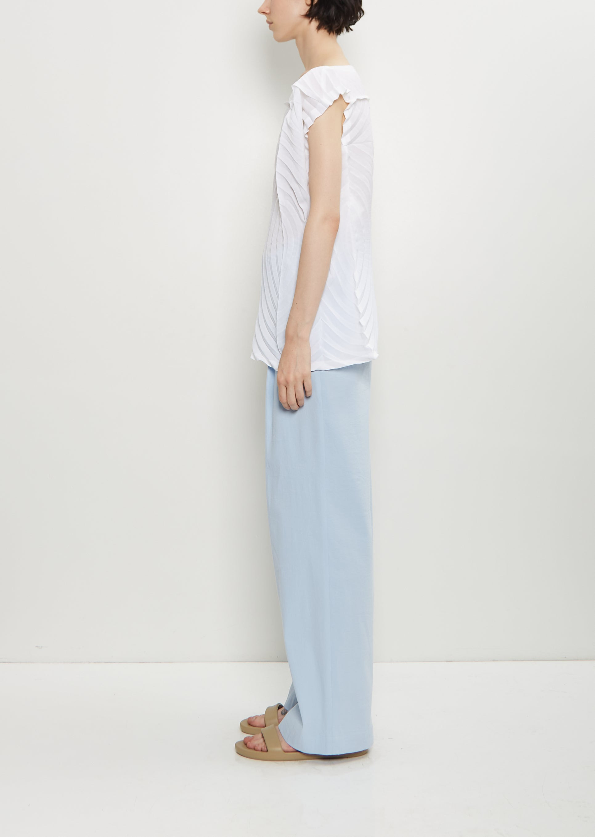 Washi Paper Wide Leg Pants — Light Blue - 2