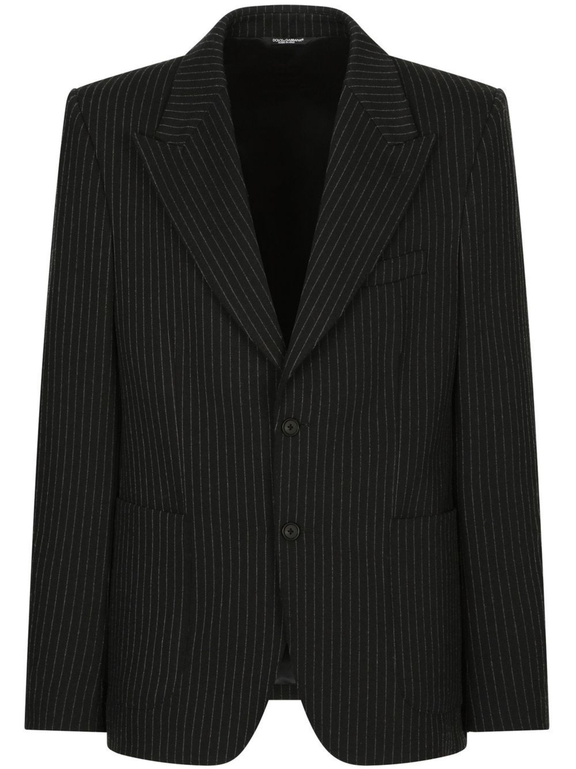 Black pinstripe single-breasted blazer - 1