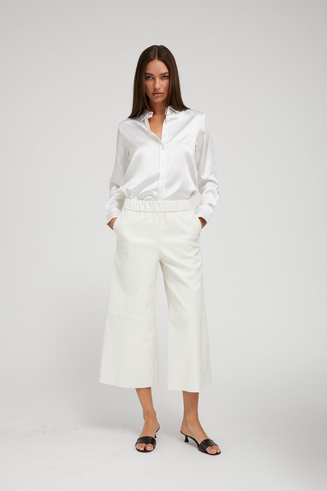 PEARL SILK FITTED BUTTON DOWN - 3