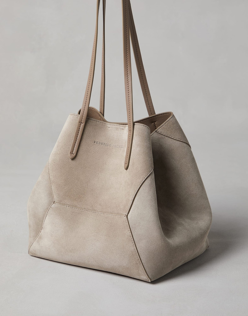 Suede shopper bag with monili 3