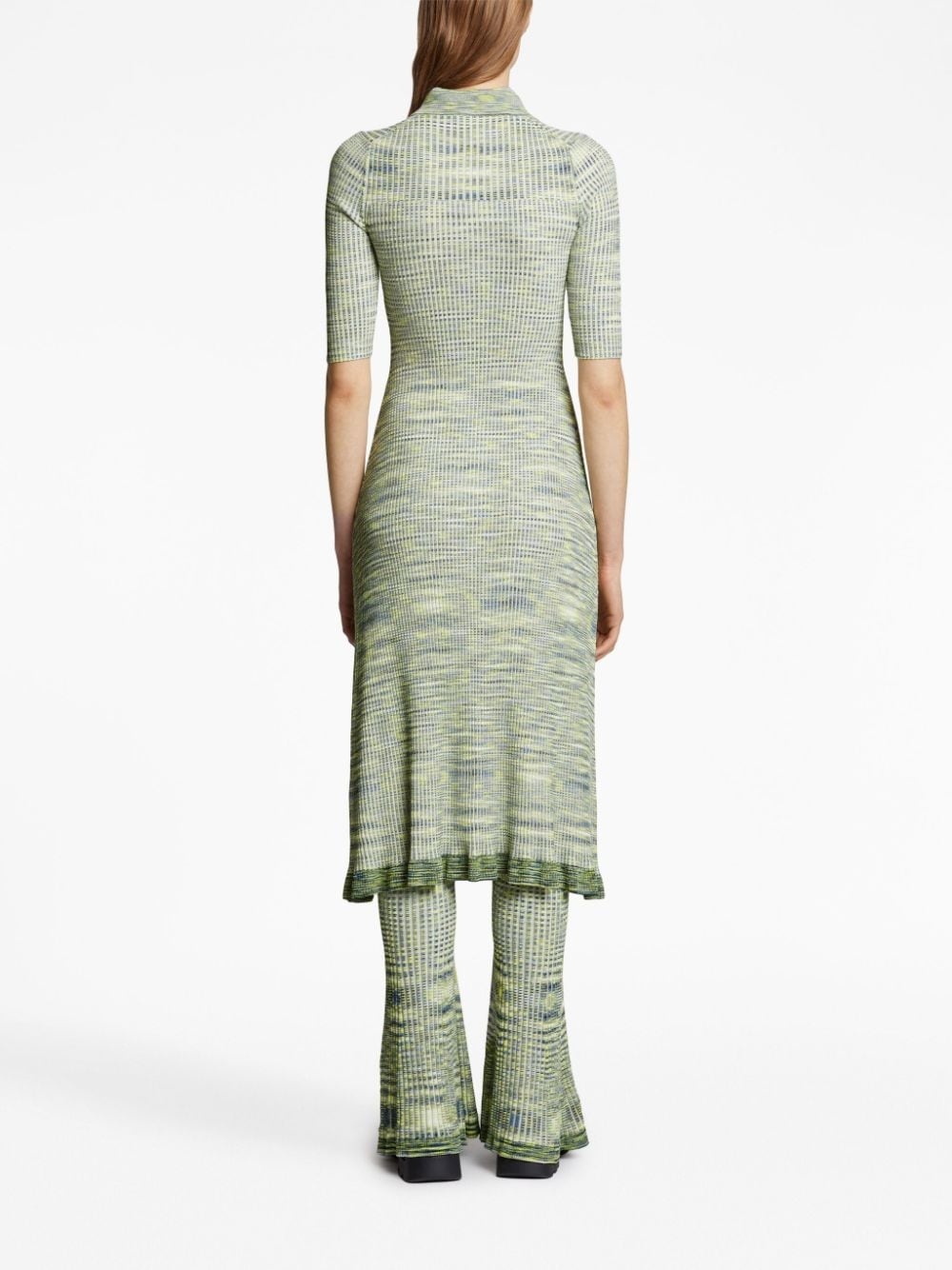 Space Dye ribbed-knit polo dress - 4