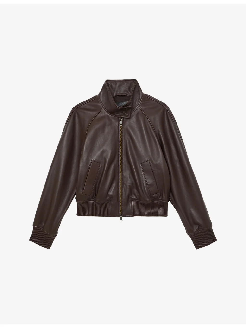 Eloise Funnel-Neck Leather Jacket - 1