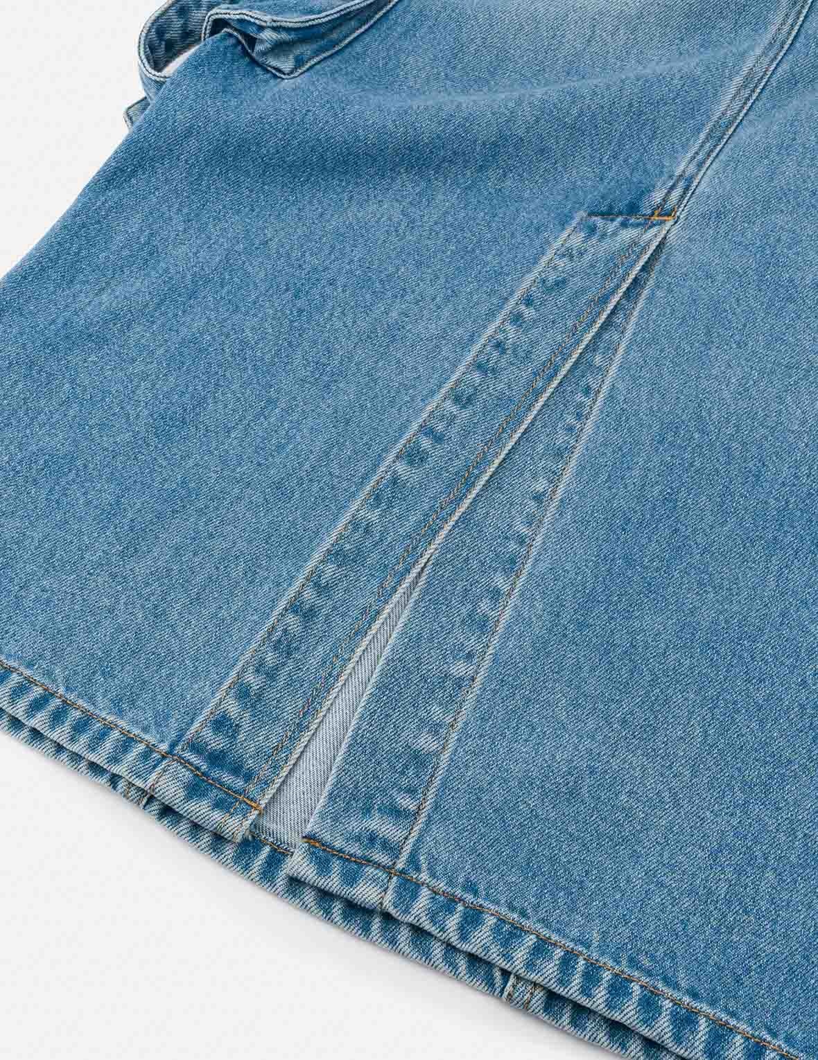 Deconstructed Inserted Seagull Embroidery Fashion Fit Denim Cargo Skirt - 13