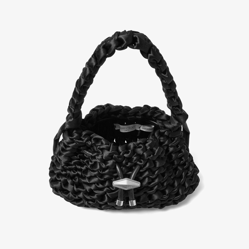 Cinch S Black Woven Satin Shoulder Bag 4