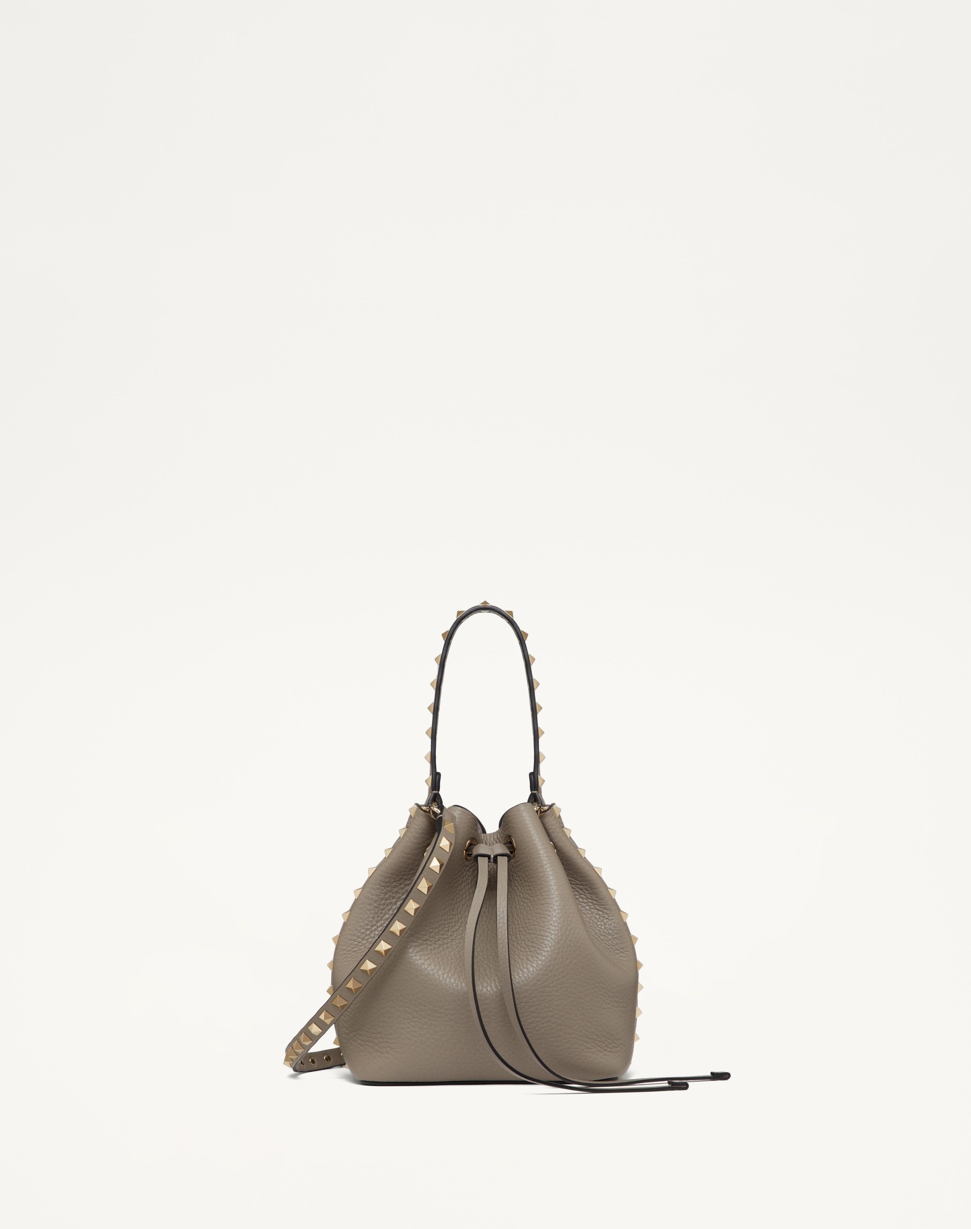 ROCKSTUD GRAINY CALFSKIN BUCKET BAG - 1