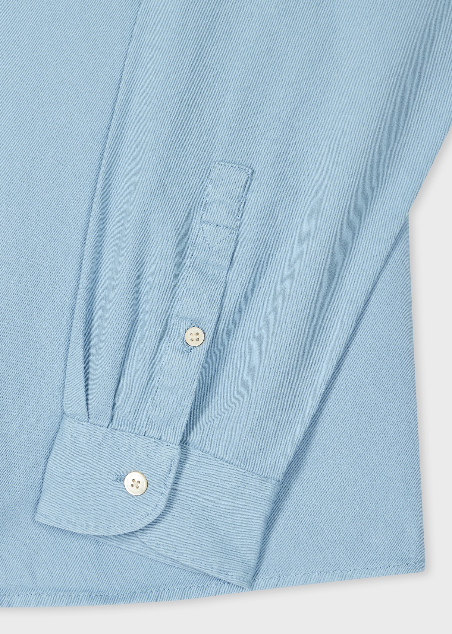 Pale Blue Organic Cotton Twill 'Broad Stripe Zebra' Shirt - 2