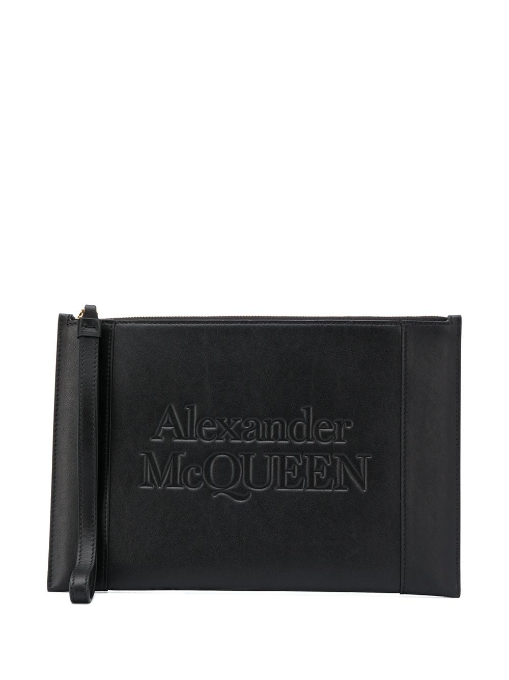 logo-embossed zip clutch - 1