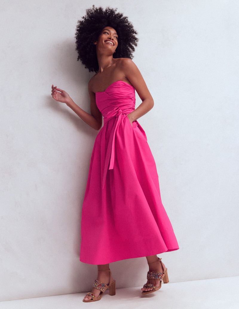 Strapless Taffeta Dress-Bright Pink 3