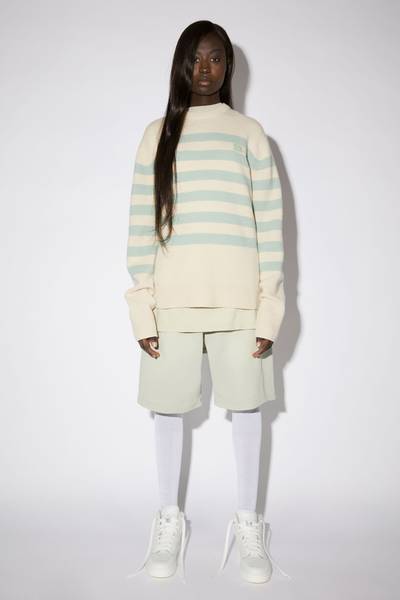 Acne Studios Striped Face sweater - Beige/green outlook