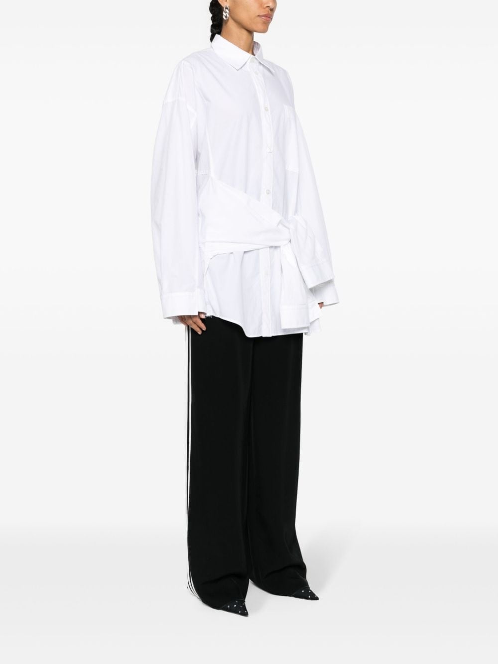 knotted-sleeve cotton shirt - 3