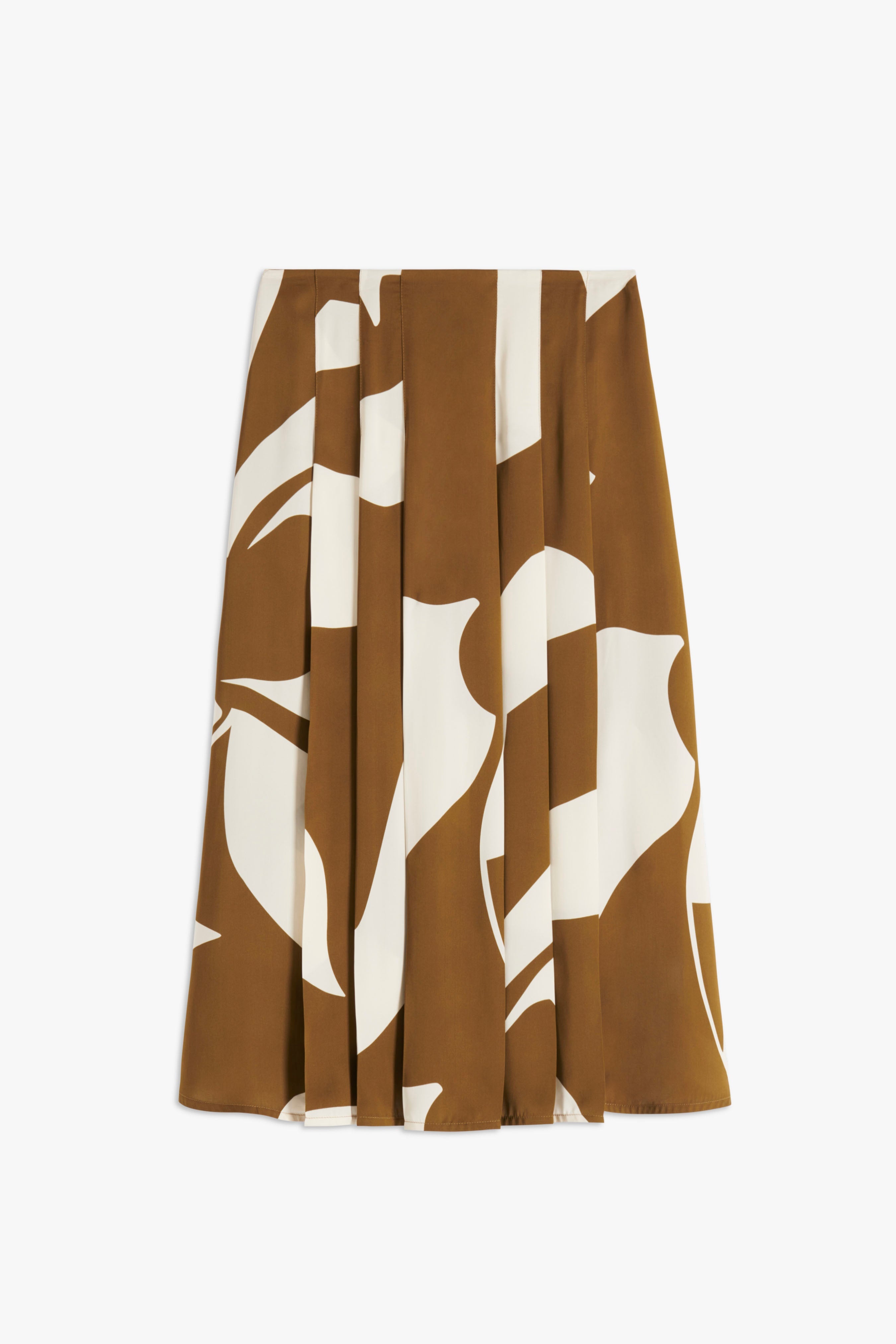Patch Pocket Pleated Skirt in Khaki-Cream - 1
