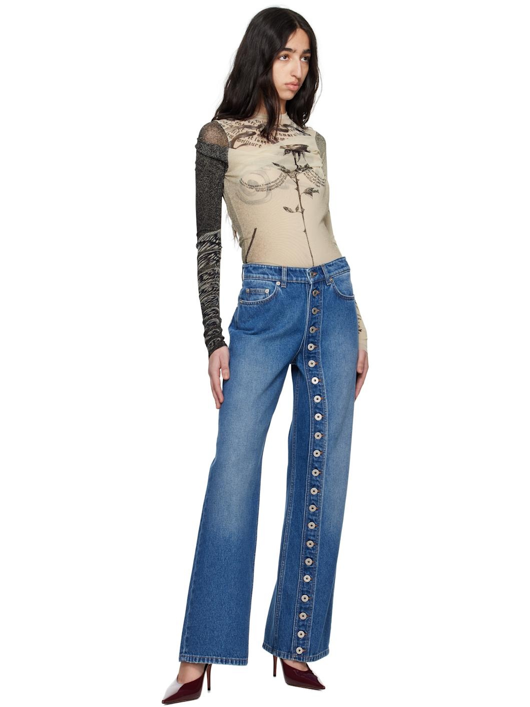 Beige 'The Tattoo Rose and Bird' Bodysuit - 5