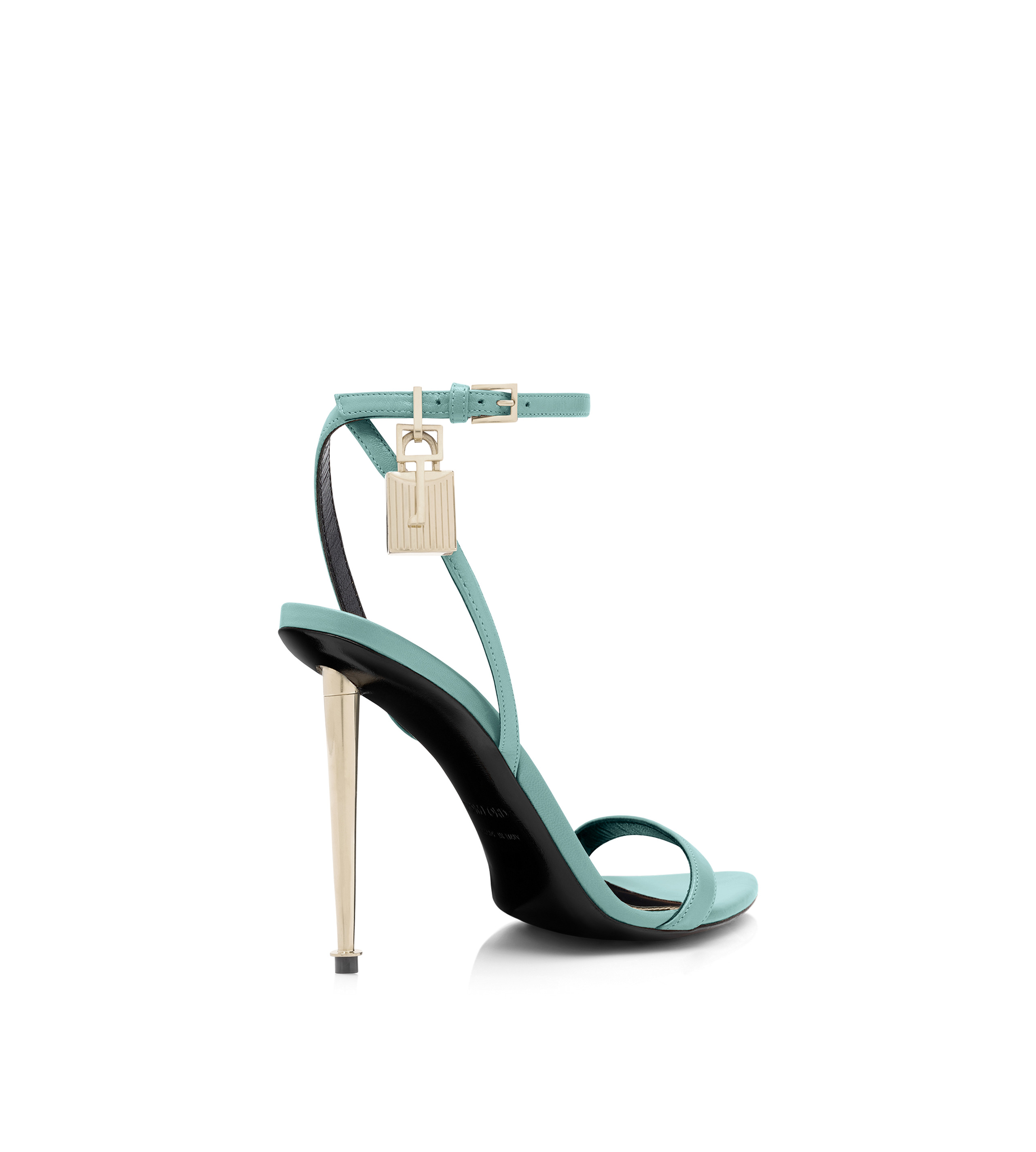 SHINY LEATHER PADLOCK POINTY NAKED SANDAL - 3