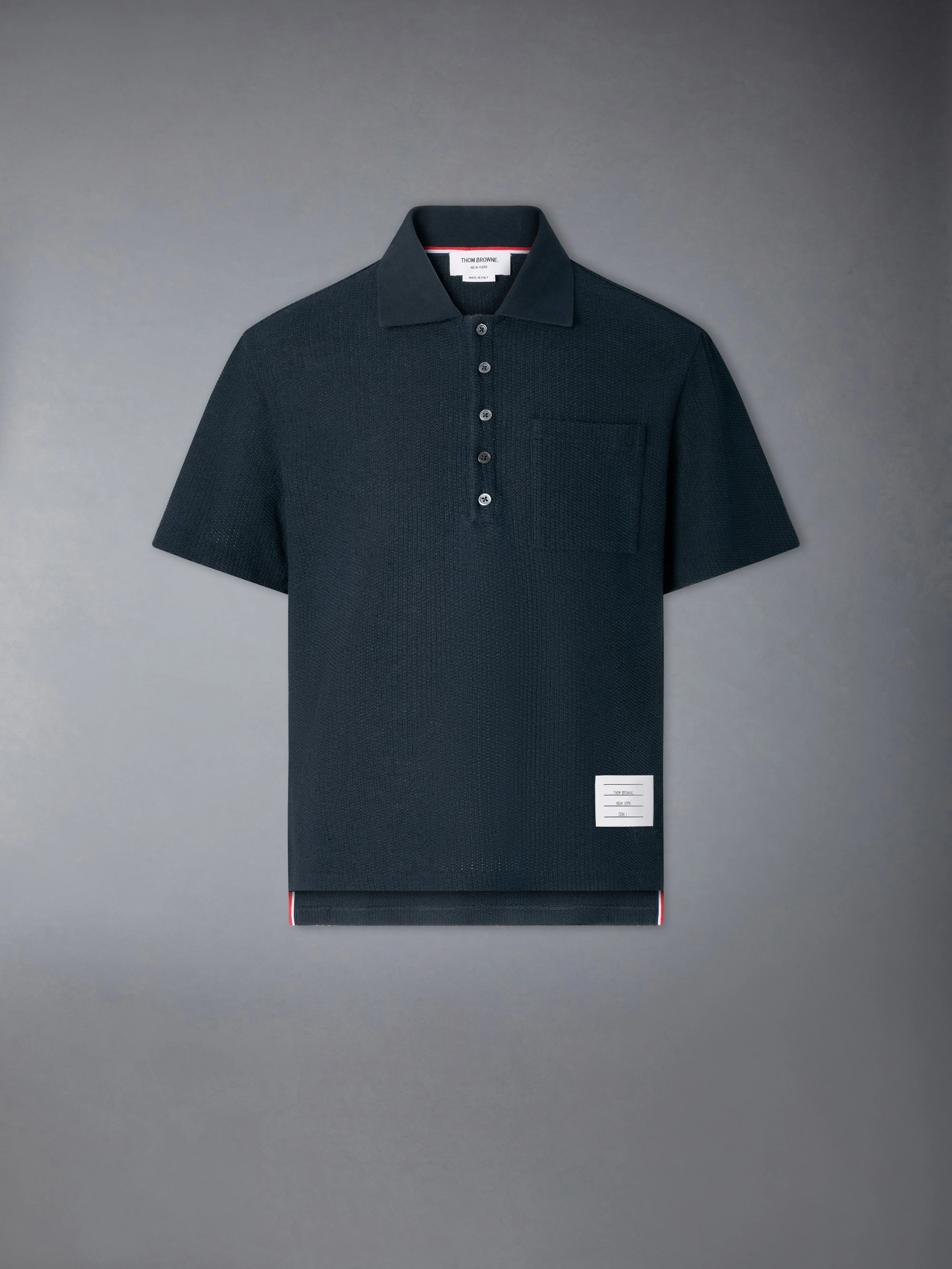 TEXTURED COTTON LINEN POLO - 1