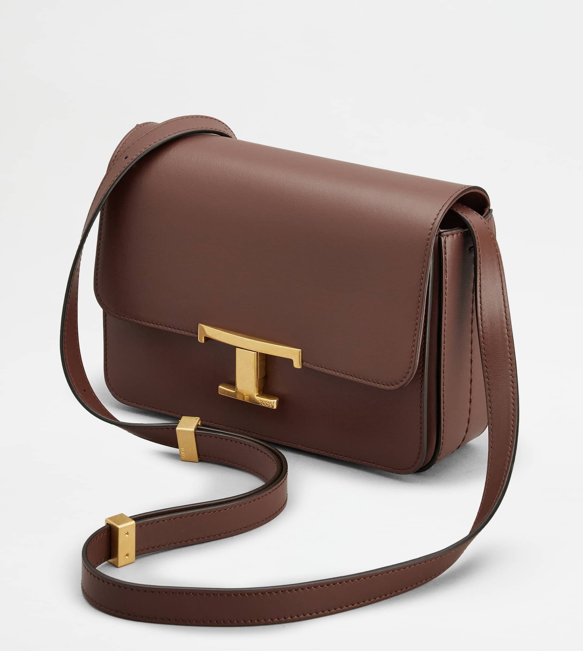 T TIMELESS CROSSBODY BAG IN LEATHER MINI - BROWN - 6