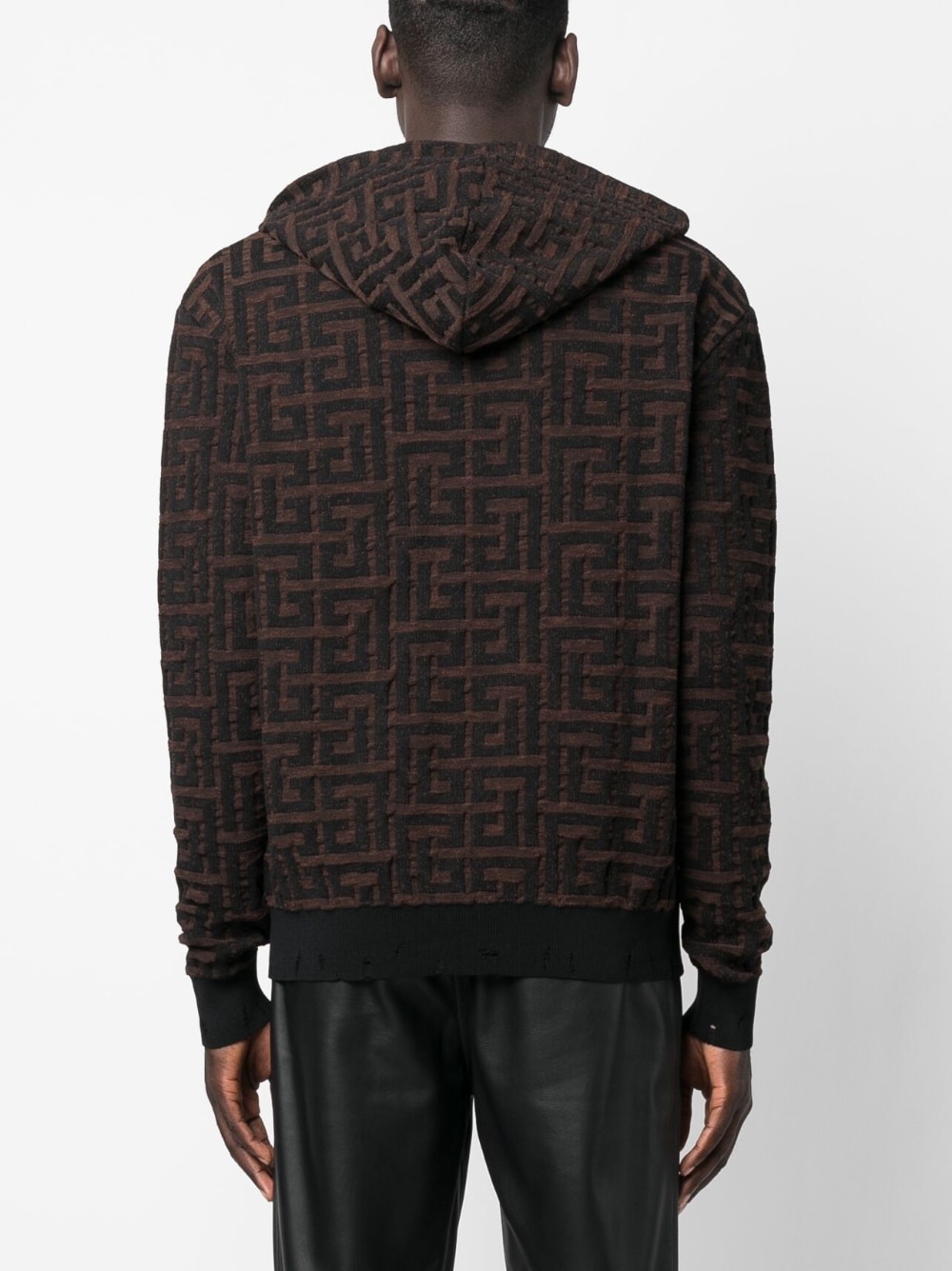 monogram-jacquard cotton hoodie - 4