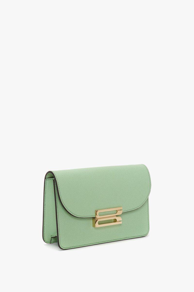 Nano Dorian Wristlet In Jade Grained Leather 3