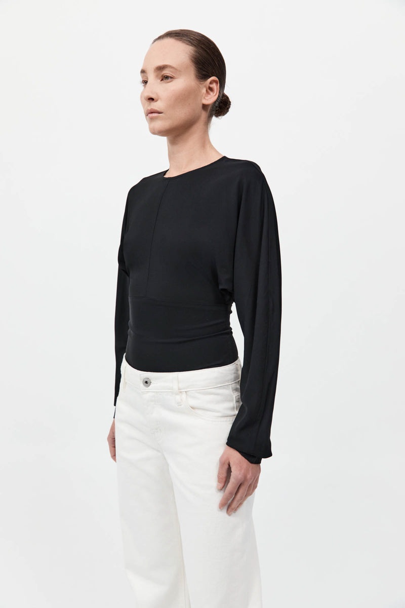 Dolman Sleeve Bodysuit - Black - 5